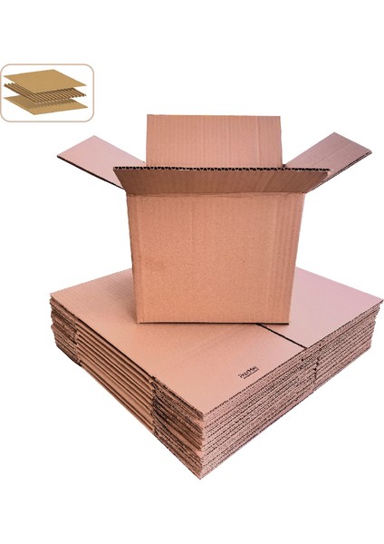 25x20x20 cm Koli - Kutu | 10'lu Paket 3 mm Hafif Eşya Kutusu Tek Oluklu