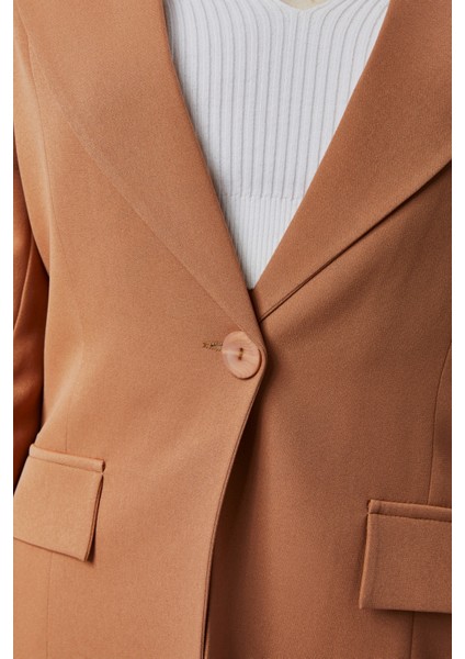 Açık Kahverengi Kruvaze Uzun Blazer Ceket fırsatları