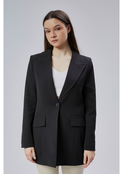 Siyah Kruvaze Uzun Blazer Ceket fiyatları