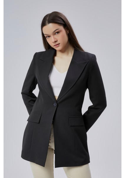 Siyah Kruvaze Uzun Blazer Ceket fırsatları