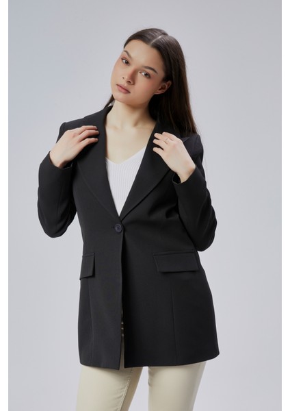 Siyah Kruvaze Uzun Blazer Ceket indirimleri