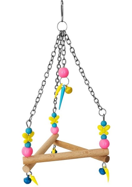 Renkli Boncuklu ve Üçgen Zilli Kuş Salıncağı 11-16 cm