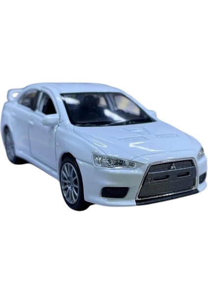 Mitsubishi Lancer Evo x 1/36 12 cm Ölçek Diecast Metal Model Çek Bırak Araba Beyaz