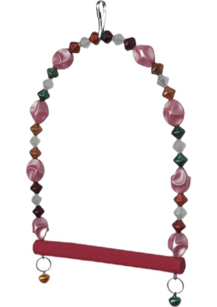 Boncuklu ve Tünekli Kuş Salıncağı 10 Cm-14 cm Bordo fiyatları