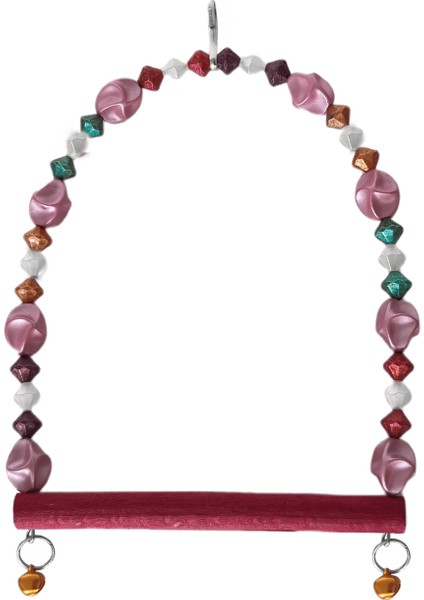 Boncuklu ve Tünekli Kuş Salıncağı 10 Cm-14 cm Bordo modelleri
