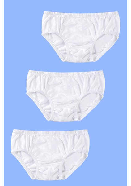 Erkek Çocuk Beyaz Külot %100 Pamuklu 3'lü Paket