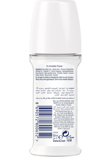 Roll-On Invisible Fresh 50 ml Kadın