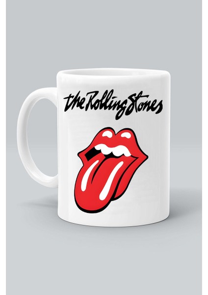 Rock Müzk Grup The Rollıng Stones Logo Baskılı Beyaz Kupa Bardak