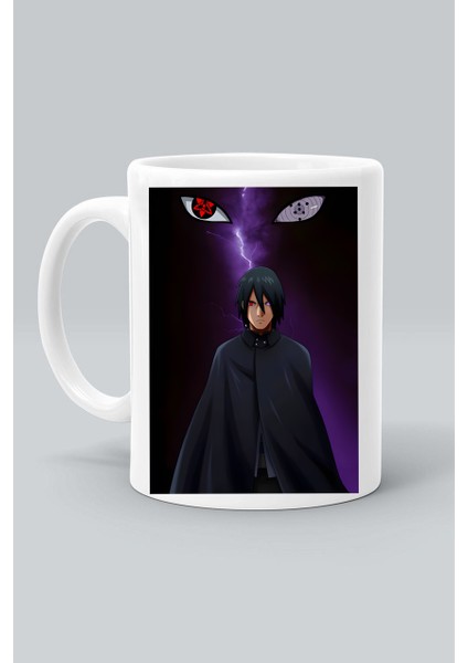 Ushiha Sasuke Karakter Anime Naruto Baskılı Beyaz Kupa Bardak