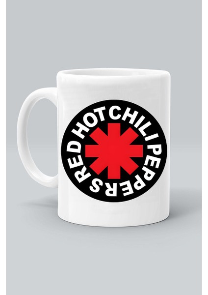 Rock Müzk Red Hot Chılı Peppers Logo Baskılı Beyaz Kupa Bardak