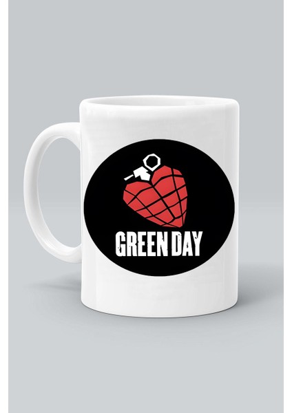 Rock Müzk Grup Green Day Logo Baskılı Beyaz Kupa Bardak