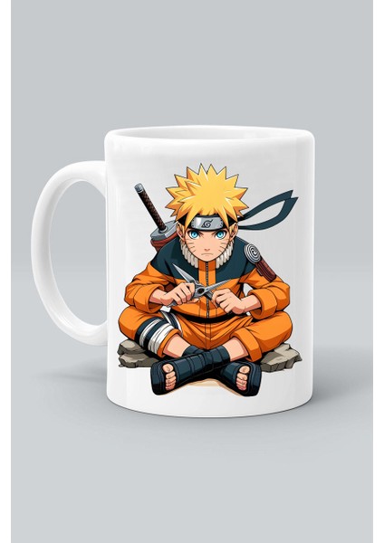 Anime Naruto Karakter Baskılı Beyaz Kupa Bardak