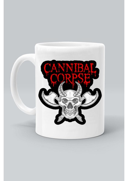 Rock Müzk Grup Cannıbal Corpse Logo Baskılı Beyaz Kupa Bardak