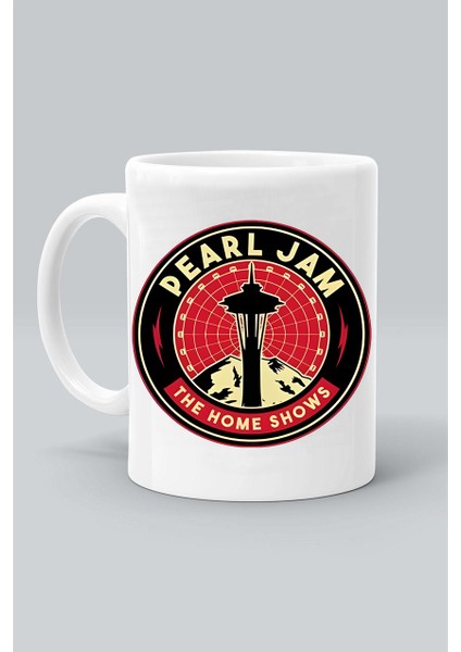 Rock Müzk Grup Pearl Jam Logo Baskılı Beyaz Kupa Bardak