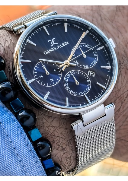 Lacivert Renk,hasır Çelik Kordon Erkek Kol Saati Bileklik Hediyeli fiyatları