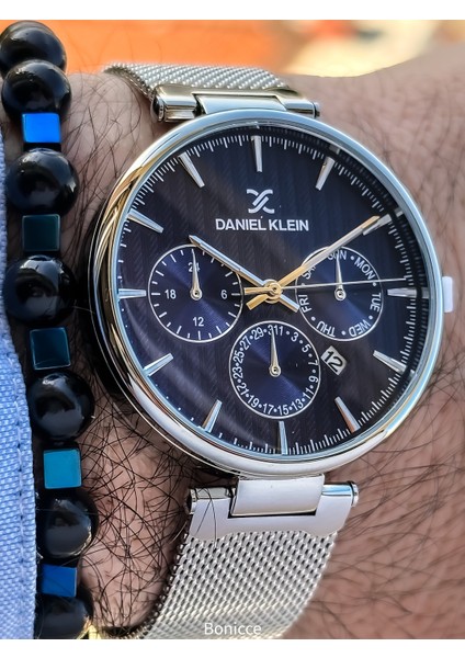 Lacivert Renk,hasır Çelik Kordon Erkek Kol Saati Bileklik Hediyeli modelleri