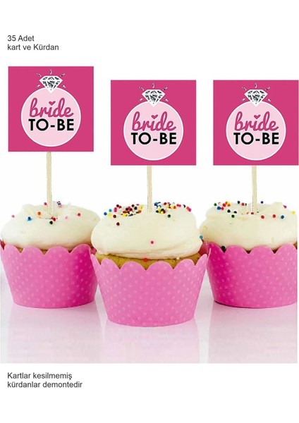 Bride To Be Yazılı Bekarlığa Veda Partisi Temalı 35 Adet Kürdan ve Kart