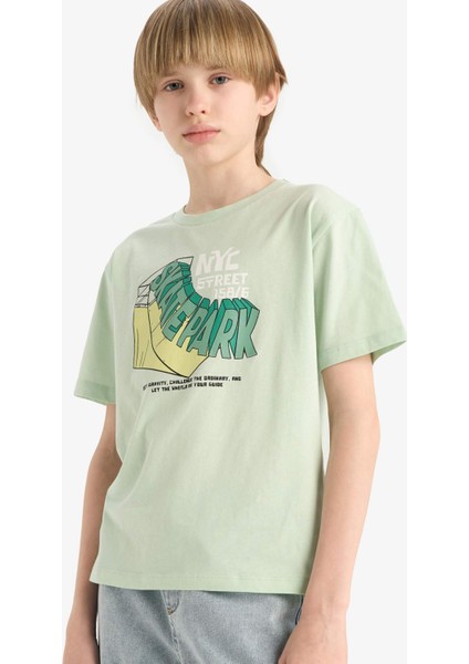 Erkek Çocuk Bisiklet Yaka Baskılı Kısa Kollu Tişört E6310A825HS