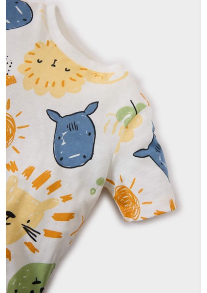 Erkek Bebek Pijama Takımı Desenli Kısa Kollu Penye Üst Şort E1177A525SM modelleri
