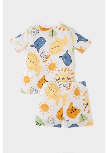 Erkek Bebek Pijama Takımı Desenli Kısa Kollu Penye Üst Şort E1177A525SM fırsatları