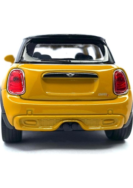 Mini Cooper New Mini Hatch 1/38 11 cm Ölçek Diecast Metal Model Çek Bırak Araba Sarı