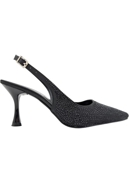 Christine | Taşlı Arkası Açık Stiletto - Christine - Siyah - 40