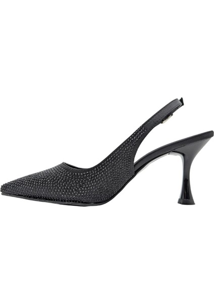 Christine | Taşlı Arkası Açık Stiletto - Christine - Siyah - 40