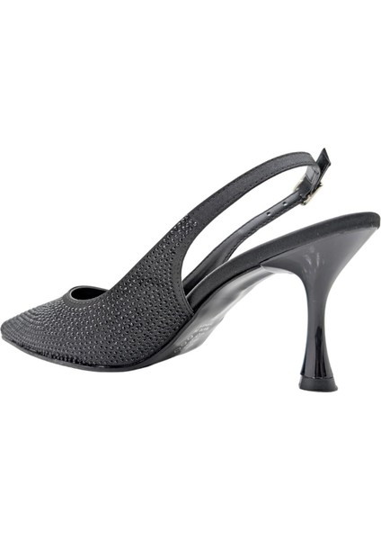 Christine | Taşlı Arkası Açık Stiletto - Christine - Siyah - 40