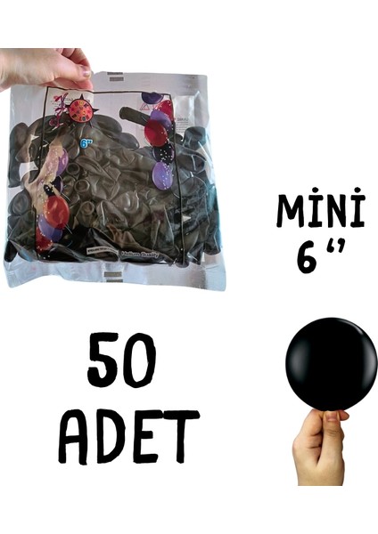 6 Inç Küçük Balon 50LI Paket, Doğum Günü, Balon Zinciri, 1 Yaş, Mevlid,hastane Odası