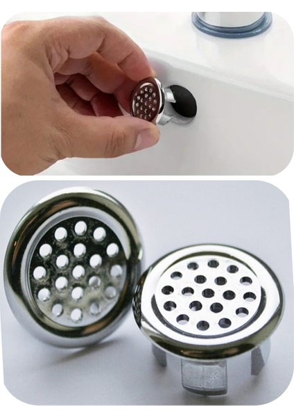 2 Adet Krom Mutfak Banyo Lavabo Musluk Taşma Halkası Drenaj Kapağı