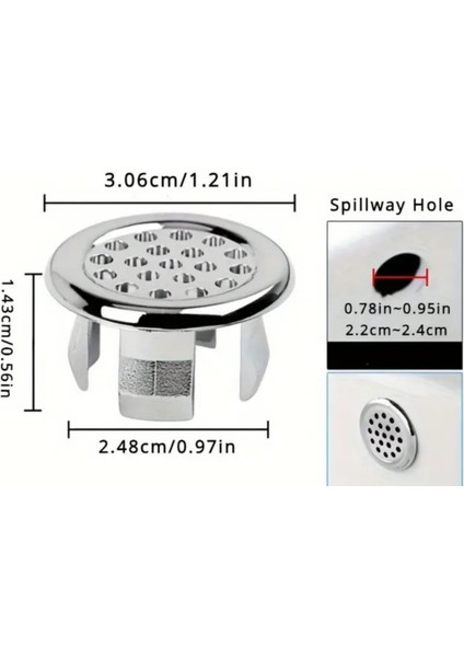 2 Adet Krom Mutfak Banyo Lavabo Musluk Taşma Halkası Drenaj Kapağı