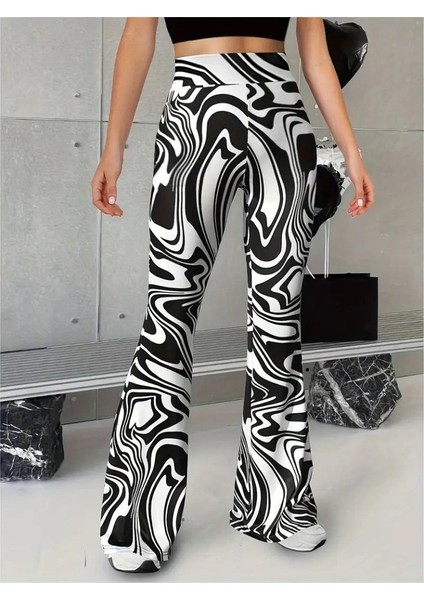 Aknbutik Kadın Yüksek Bel Zebra Desenli Tayt indirimleri