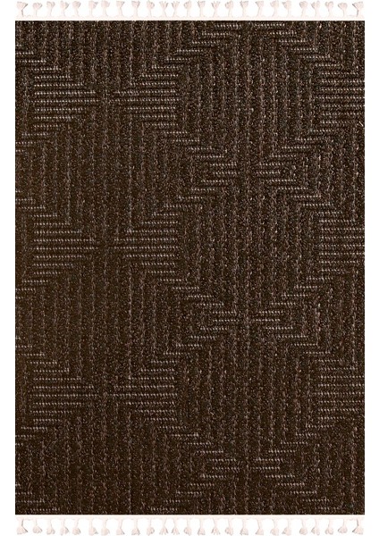 Maite 4992 Koyu Kahve Yumuşak Silinebilir Keçeleşmez Leke Tutmaz Dekoratif Kilim Halı