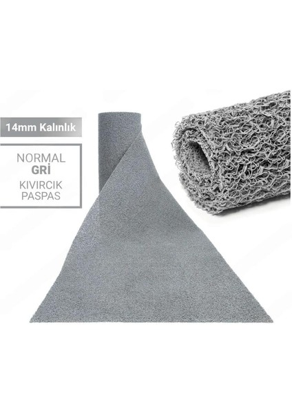 120 x 100 cm Gri Kıvırcık Paspas-Halı Kaymaz Yolluk Lidya 14MM