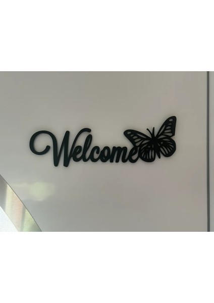 Welcome Duvar ve Kapı Süsü Kelebekli, Plastik