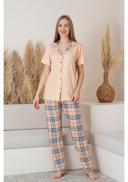 Dreamy Milan Kısa Kollu Ekose Kareli Düğmeli Gömlek Pijama Takımı fiyatları