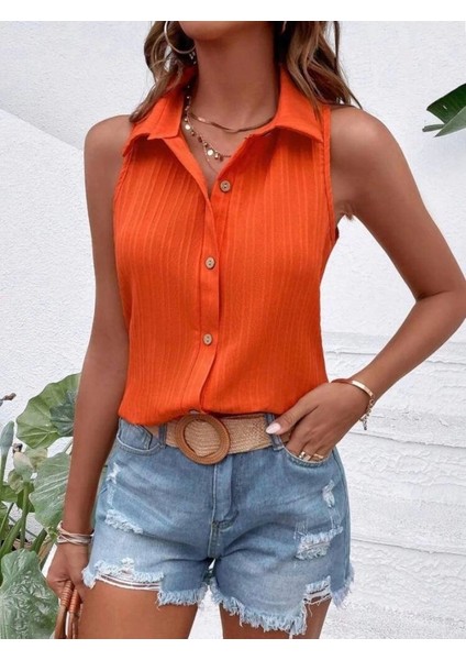 Kadın Sıfır Kol Pamela Kumaş Gömlek fiyatları