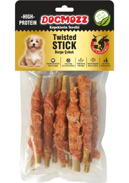 Crunchy Sargılı Deri Burgu Çubuk Köpek Kemiği 20 Adet