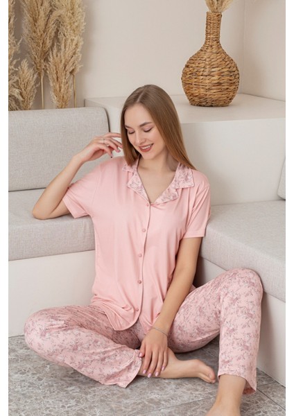 Anne Kız Kombin Çiçekli Kısa Kollu Gömlek Pijama Takımı (Anne Kız Ayrı Satılır) fiyatları