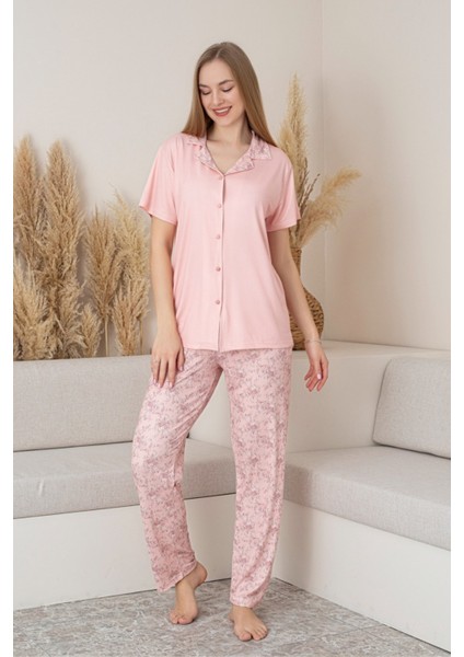 Anne Kız Kombin Çiçekli Kısa Kollu Gömlek Pijama Takımı (Anne Kız Ayrı Satılır) fırsatları