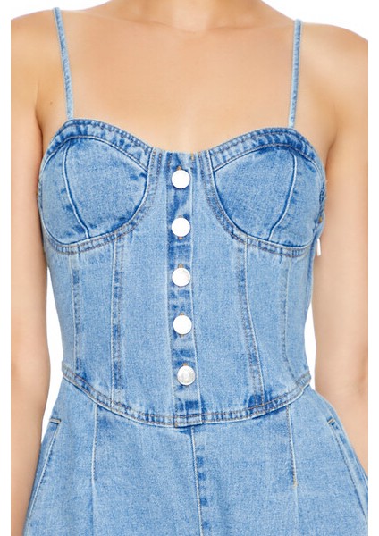 Denim Askılı Tulum