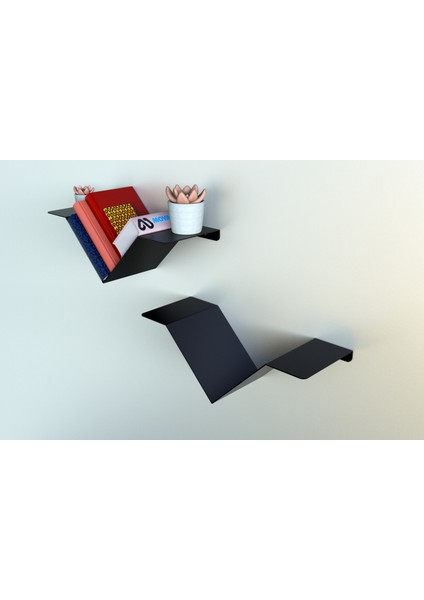 Modern Üçgen Metal Duvar Rafı, Dekoratif Kitaplık ve Saksılık, Siyah, Minimalist Tasarım 2 Li Model fiyatları