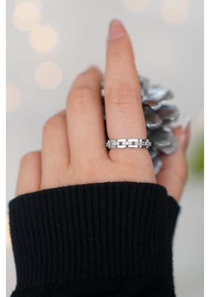 Taşlı Ayarlanabilir 2'li Gümüş Kadın Yüzük modelleri