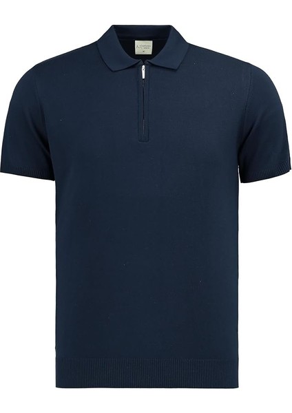 Erkek Fit Fermuarlı Triko Polo Tişört Stefano