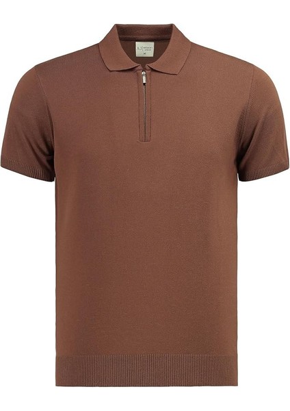 Erkek Fit Fermuarlı Triko Polo Tişört Stefano