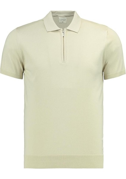 Erkek Fit Fermuarlı Triko Polo Tişört Stefano