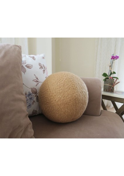 Yuvarlak Top Yastık Çap : 27 cm Açık Kahve