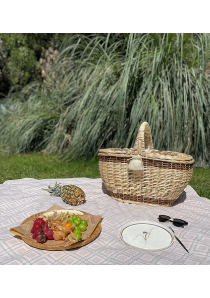 Beyaz Atölyem Kapaklı Hasır Piknik Sepeti fiyatları