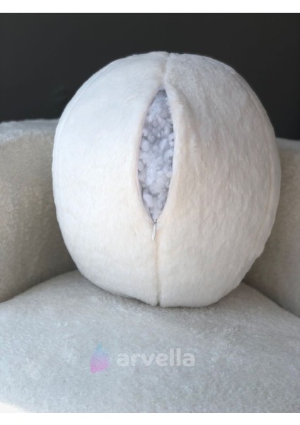 Premium Toscana Peluş Top Yastık Beyaz Top Kirlent Gizli Fermuarlı fiyatları