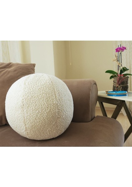 Yuvarlak Top Yastık Çap : 27 cm Krem